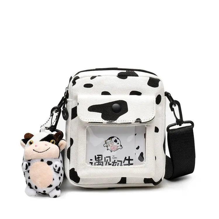 Funny Hit Cow Polka Dot Girl Student Canvas Small Bag Japanese Messenger Bag