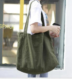 Large Capacity Canvas Shoulder Bag Retro Shopping Bag