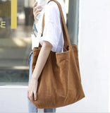 Large Capacity Canvas Shoulder Bag Retro Shopping Bag