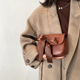 Vintage Bow PU Leather Flap-bag Shoulder Bag