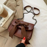 Vintage Bow PU Leather Flap-bag Shoulder Bag
