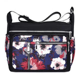 Floral Crossbody Bag Waterproof Nylon Shoulder Messenger Top-handle Handbag