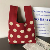 Women's Knitting Shoulder Bag Stripe Handbag Vintage Clutch Tote