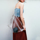 Clear PVC Handbag Crystal Tote Shopping Shoulder Bag