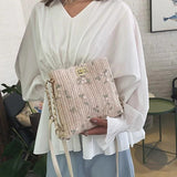 Women's Lace Straw Bucket Handbag Embroidered Messenger Bag