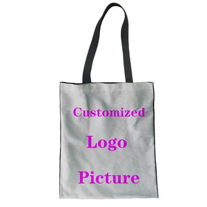 Christmas Sock Gift Pattern Print Canvas Bag Women Shopping Handbags