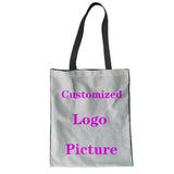 Christmas Sock Gift Pattern Print Canvas Bag Women Shopping Handbags