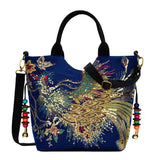 Embroidery Canvas Shoulder Bag Ethnic Style Handbag Retro Top-handle Tote