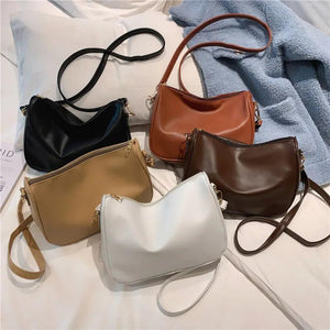 Small Square Shoulder Bag Soft PU Leather Crossbody Tote Handbag
