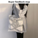 Eiffel Tower Women Handbag Folding Canvas Bag Shoulder Tote Book Bag