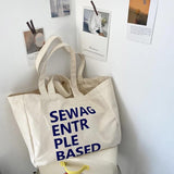 Large-capacity Canvas Women's Shoulder Bag Fresh and Sweet English Shopping Bag