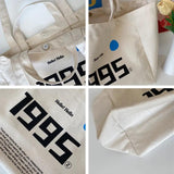 Large-capacity Canvas Women's Shoulder Bag Fresh and Sweet English Shopping Bag