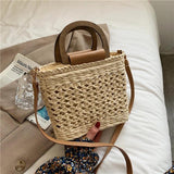 Straw Beach Handbag Shoulder Crossbody Bag Vacation Summer Women's