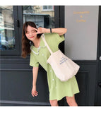 Eco Cotton Linen Tote Bag Letters Printing Shoulder Bag