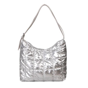 Winter Space Cotton Tote Padded Shoulder Bag Down Handbag Female Shopping Bags