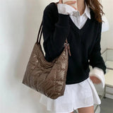 Winter Space Cotton Tote Padded Shoulder Bag Down Handbag Female Shopping Bags
