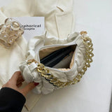 Pleated Cloud Bag Embroidery Shoulder Bag Chains Underarm Bag