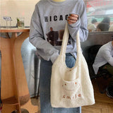 Faux Lamb Wool Women's Shoulder Bag Large Tote Handbags