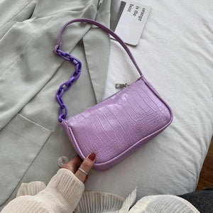 Crocodile Pattern Leather Armpit Bag for Women Small Shoulder Bags