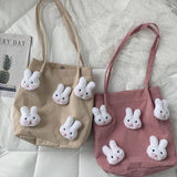 Corduroy Shoulder Bag Female Cartoon Japanese Ins Handbag