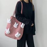 Corduroy Shoulder Bag Female Cartoon Japanese Ins Handbag