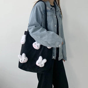 Corduroy Shoulder Bag Female Cartoon Japanese Ins Handbag