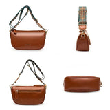 Oil Wax Cow Leather Crossbody Bag Wide Strap Messenger Handbag