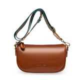 Oil Wax Cow Leather Crossbody Bag Wide Strap Messenger Handbag