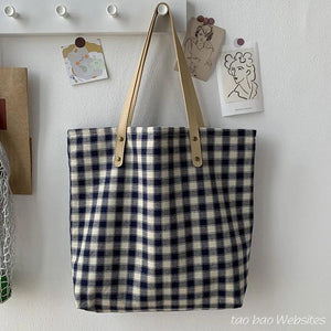 Literature Art Style Canvas Shoulder Bag Large Capacity for Women