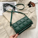 Checkered Flap Women Pu Leather Handbag