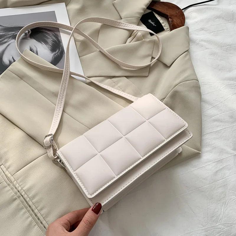 Checkered Flap Women Pu Leather Handbag