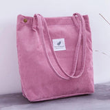 Eco-Friendly Corduroy Shopping Bag Foldable Tote Shoulder Bag