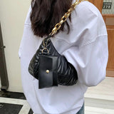 Embroidery Shoulder Bag Chain Women Bags Pu Leather Handbags Lady Underarm Bag
