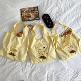 Women's Cheese Pattern Canvas Shoulder Bag Tote