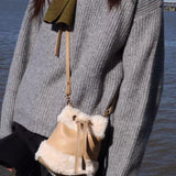 Plush Shoulder Bag Net Red Bucket Bag Mini Messenger Bag