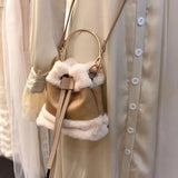 Plush Shoulder Bag Net Red Bucket Bag Mini Messenger Bag