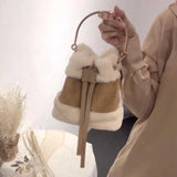 Plush Shoulder Bag Net Red Bucket Bag Mini Messenger Bag
