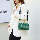 Vintage Rhinestone Sling Handbag Women Leather Tote Lady Shoulder Bag