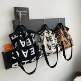 Women Large Letter Canvas Handbag Tote Messenger Shoulder Bag