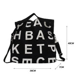 Women Large Letter Canvas Handbag Tote Messenger Shoulder Bag