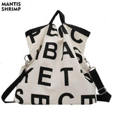 Women Large Letter Canvas Handbag Tote Messenger Shoulder Bag