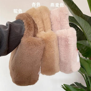 Furry Rainbow Women's Shoulder Bag Plush Crossbody Tote Handbag