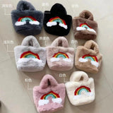 Furry Rainbow Women's Shoulder Bag Plush Crossbody Tote Handbag