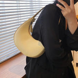 Women's Half Moon Crossbody Bag PU Leather Shoulder Handbag