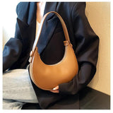 Women's Half Moon Crossbody Bag PU Leather Shoulder Handbag