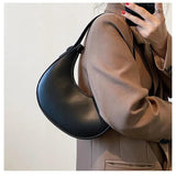 Women's Half Moon Crossbody Bag PU Leather Shoulder Handbag