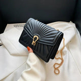 Embossed Crossbody Messenger Bag Lock Buckle Chain Shoulder PU Leather