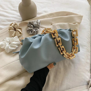 Soft Leather Pleated Tote Bag for Women