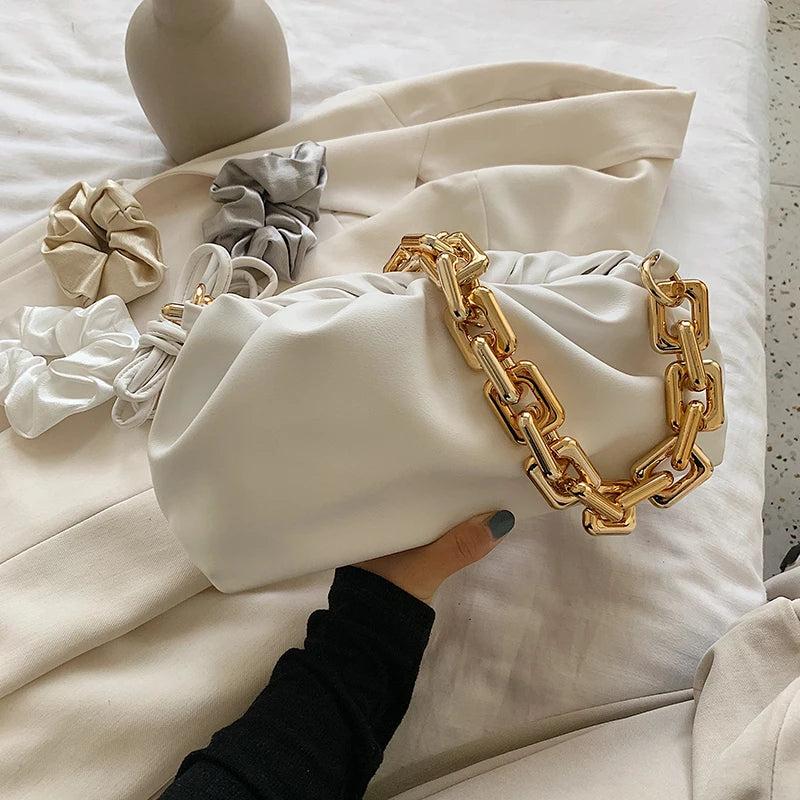 Soft Leather Pleated Tote Bag for Women