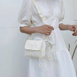 Women Canvas Shoulder Bag Daisy Print Messenger Bag